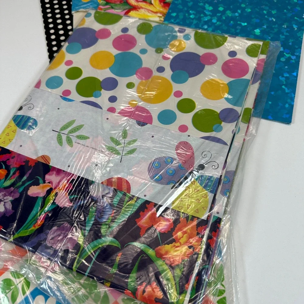VTG Jessica Stewart The Finishing Touch Assorted Floral Rainbow Gift Wrap Lot OS
